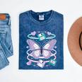 Y2K Butterfly Floppy Disk Art Digital Nostalgia Mineral Wash Tshirts Mineral Navy