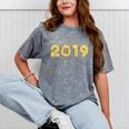 2019 Gold Confetti Graduation T Shirt High School College Mineral Wash Tshirts Mineral Gray