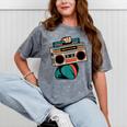 80s 90s Retro Party Costume Nostalgia Boombox Music Hip Hop Mineral Wash Tshirts Mineral Gray