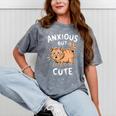 Anxious But Cute Anxiety Meme Cat Lover Introvert For Men Women Mineral Wash Tshirts Mineral Gray