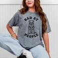 Bad At People Ferret Introvert Saying Slogan Mineral Wash Tshirts Mineral Gray