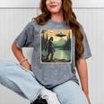 Bigfoot Sasquatch Alien Spaceship UFO Introvert Bruh Mineral Wash Tshirts Mineral Gray