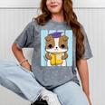 Bulldog Anime Pup Graduation Mineral Wash Tshirts Mineral Gray