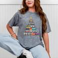 Cassette Tape Christmas Tree Graphic 80s 90s Retro Nostalgia Mineral Wash Tshirts Mineral Gray