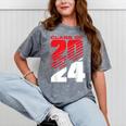 Class Of 2024 High School Senior Graduation Red Sports Style Mineral Wash Tshirts Mineral Gray