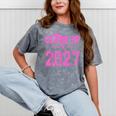 Class Of 2027 Pink Girls Shirt Graduation Mineral Wash Tshirts Mineral Gray