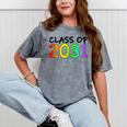 Class Of 2031 Pre-K -12th Grade Hand Prints Space Graduation Mineral Wash Tshirts Mineral Gray