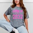 Class Of 2032 Pink Girls Shirt Graduation Mineral Wash Tshirts Mineral Gray