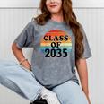 Class Of 2035 Senior Graduate Retro Graduation Mineral Wash Tshirts Mineral Gray