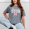 Coquette Bow Preppy Class Of 2038 Girly Girl 2038 Graduation Mineral Wash Tshirts Mineral Gray