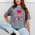 Coquette Pink Bow Senior 2026 2027 Graduation Mineral Wash Tshirts Mineral Gray