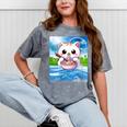 Frutiger Aero Aesthetic Tech Kawaii Ramen Cat Fishes Mineral Wash Tshirts Mineral Gray
