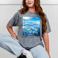 Frutiger Aero Aesthetic Tech Ocean Underwater Fishes Mineral Wash Tshirts Mineral Gray