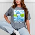 Frutiger Aero Aesthetic Tech Water Fishes Monitor Screen Mineral Wash Tshirts Mineral Gray