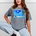 Frutiger Aero Beach Y2k Aesthetic Palm Tree Sand Ocean Mineral Wash Tshirts Mineral Gray