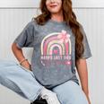 Fun Happy Last Day Of School Girl Student Graduation Rainbow Mineral Wash Tshirts Mineral Gray