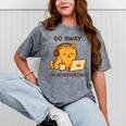 Go Away I'm Introverting Cozy Cat With Laptop And Coffee Mineral Wash Tshirts Mineral Gray Go Away I'm Introverting Cozy Cat With Laptop And Coffee Mineral Wash Tshirts Mineral Gray