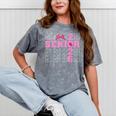 Graduation Class Of 2026 Senior 2026 Pink Bow Coquette Mineral Wash Tshirts Mineral Gray