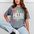 Hello Kindergarten First Day Back To School Graduation Mineral Wash Tshirts Mineral Gray