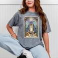 The Hermit Cat Tarot Card Introvert By Georgi Mineral Wash Tshirts Mineral Gray