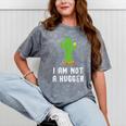 I'm Not A Hugger Cactus Not a Hugger Introvert Cute Mineral Wash Tshirts Mineral Gray