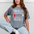 Introvert Socially Drained Battery Mineral Wash Tshirts Mineral Gray