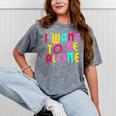 Introvert I Want To Be Alone Retro Wavy Mineral Wash Tshirts Mineral Gray