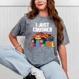 I Just Crushed Preschool Monster Truck Graduation Mineral Wash Tshirts Mineral Gray