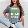 Leveling Up To High School Tee Shirt Gaming Graduation Mineral Wash Tshirts Mineral Gray