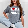 I Love My Introvert Sons I Heart My Introvert Sons Mineral Wash Tshirts Mineral Gray