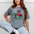 Nostalgia Holiday Tees -Adult Christmas Flamingo Small Short Sleeve Crew Neck Cotton Polyester Lightweight Ribbed Cuff Winter Mineral Wash Tshirts Mineral Gray