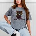 Not A Hugger Tee Angry Cat Sarcastic Cute Introvert Mineral Wash Tshirts Mineral Gray