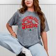 Overstimulated But Festive – Christmas Introvert Humor Mineral Wash Tshirts Mineral Gray