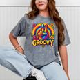 Peace Sign Groovy Vibes Costume Nostalgia Tie Dye Fashion Mineral Wash Tshirts Mineral Gray