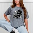 READING IN PEACE RIP Introvert Skeleton Read Book Meme Mineral Wash Tshirts Mineral Gray