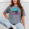 Retro 80s Shark Whale Diving Nostalgia Shark Party Mineral Wash Tshirts Mineral Gray
