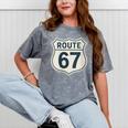 Retro Route 67 Highway Sign Vintage Road Nostalgia Mineral Wash Tshirts Mineral Gray