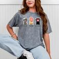 Rock Paper Scissors Hand Game Cute Paw Cat Introvert Mineral Wash Tshirts Mineral Gray