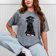 Russian Terrier Dog Graduation Cap Graduate Owner Grad Mineral Wash Tshirts Mineral Gray