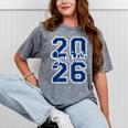 Senior 2026 Graduation Varsity Navy Blue On The Back Mineral Wash Tshirts Mineral Gray
