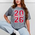 Senior 2026 Graduation Varsity Red Letters On The Back Mineral Wash Tshirts Mineral Gray