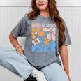 Senior 2026 Retro Groovy Flowers Graduation Mineral Wash Tshirts Mineral Gray
