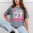 Senior 2027 Class Of 2027 Pink Coquette Bow Graduation Girl Mineral Wash Tshirts Mineral Gray