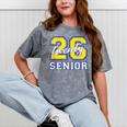 Senior Class 2026 Graduation Yellow Blue Letters Mineral Wash Tshirts Mineral Gray