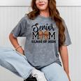 Senior Mom Class Of 2026 Graduation Leopard Coquette Bow Mineral Wash Tshirts Mineral Gray