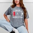 Social Battery Low Anti-Social Introvert Mineral Wash Tshirts Mineral Gray