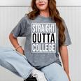 Straight Outta College Movie Parody Graduation Mineral Wash Tshirts Mineral Gray
