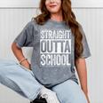 Straight Outta School Shirt Boy Girl Graduation Mineral Wash Tshirts Mineral Gray