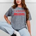 I Survived Middle School Graduation Shirt T-Shirt Mineral Wash Tshirts Mineral Gray