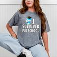 I Survived PreSchool Graduation Kids Owl Grad Shirt Mineral Wash Tshirts Mineral Gray